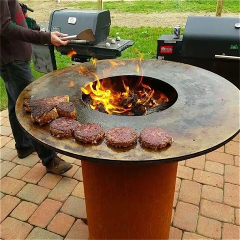 painted corten steel bbq plancha charcoal bbq grill barbecue
