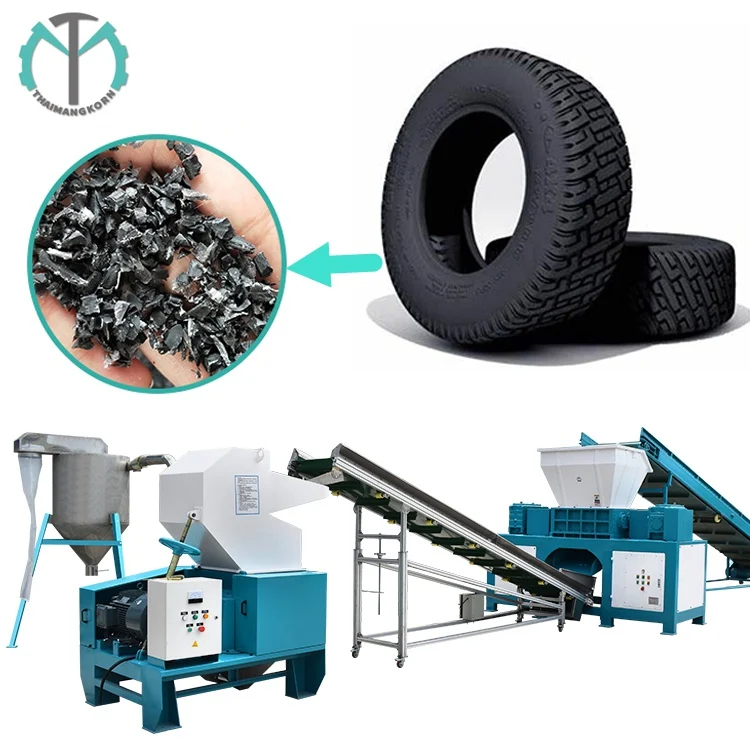 Custom tire-recycling-line waste rubber tire tyre shredders machine crushing equipment recycling line