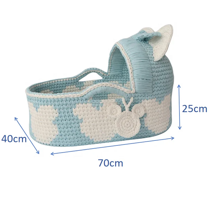 ENWEI  colorful multifunctional crochet baby changing basket 100% Cotton Colorful handmade woven basket for baby