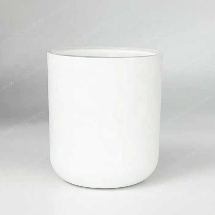 HONGYU 3oz 8oz Matte White Candle Jars Aura Candle Vessels Round Bottom with Lids and Box White Glass Jar for Scented Candle
