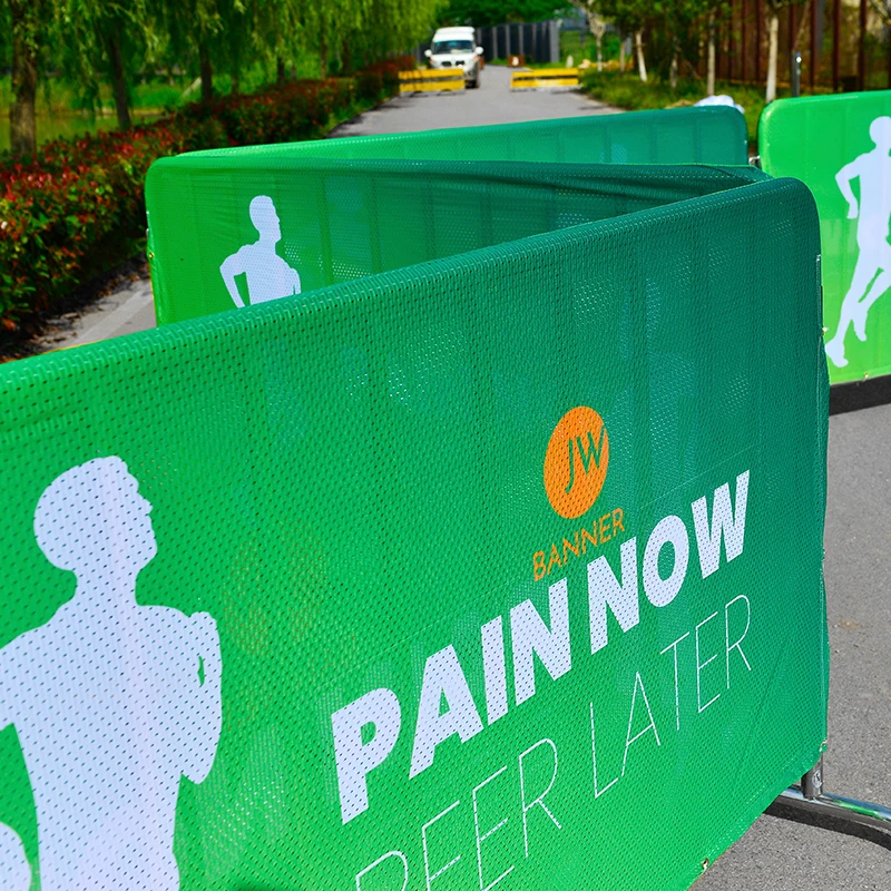 Fast Shipping Fabric Mesh Barricade Cover Event Crowd Control Barrier Cover Vinyl Mesh Fabric Barricade Fence Cover