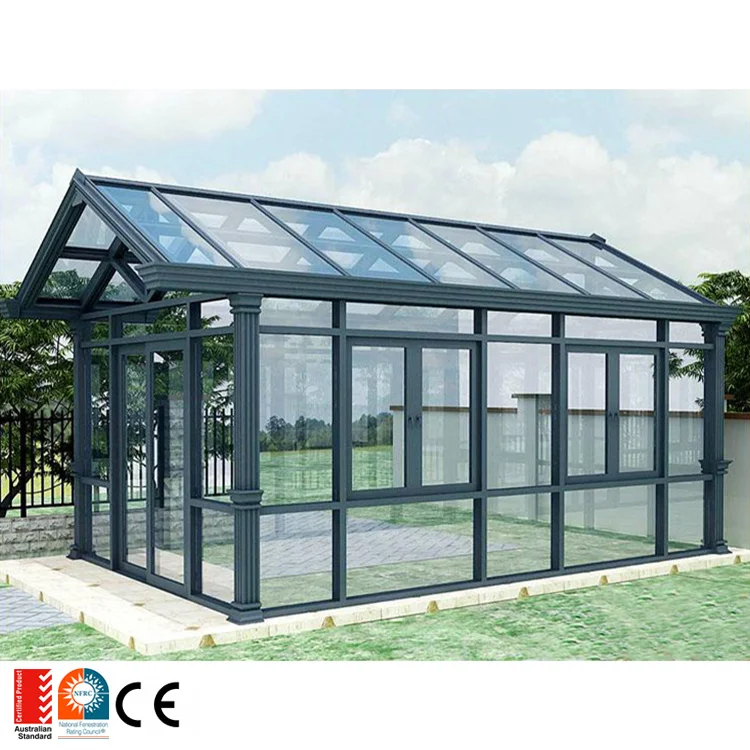 China factory curved glass polycarbonate sunrooms glass houses metal aluminium frame sunroom commercial glass house