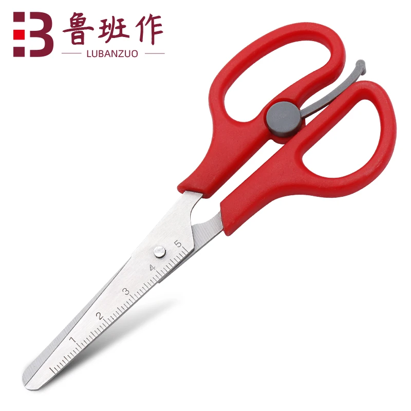 5 inch paper cutting stationery red small size craft abs plastic handle ruler kids scissors