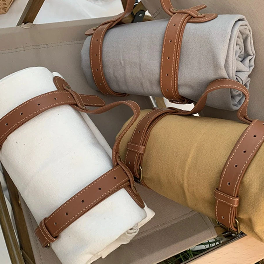 Outdoor Camping Mat Strap Leather Blanket Tie Portable Outdoor Climbing Picnic Mat Roll Bundle Yoga Mat Hand Strap Ties for