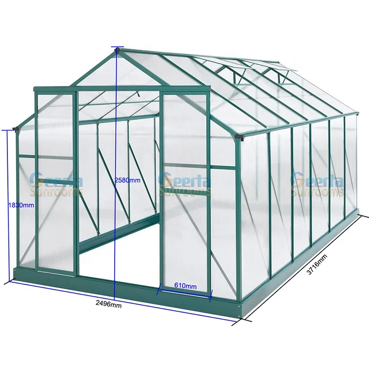 Мини-теплица EV812 2496 мм x 3716 мм x 2580 мм, уличный Солнечный поликарбонатный комплект для защиты растений