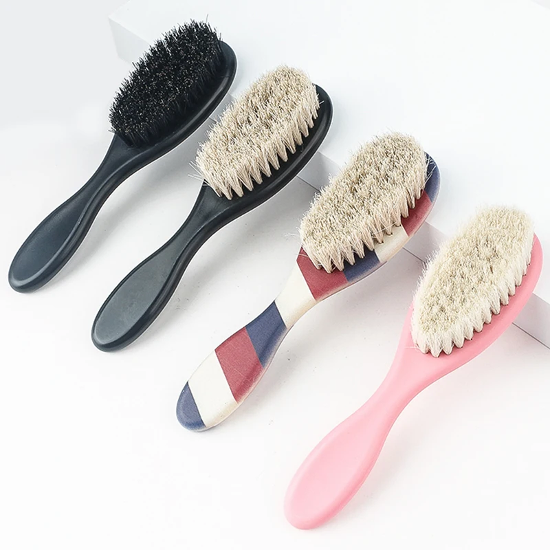 Custom Logo Wholesale Retail 100% Boar Bristle Wool Bristle Detangling Barber Hair Cut Fade Brush Mens Beard Colour Brush