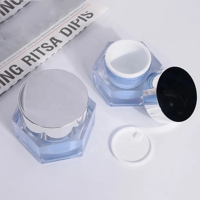 fancy hexagon acrylic luxury skin care empty cream packaging