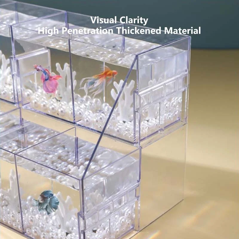 Small Betta Fish Tank, Stackable Mini Fish Tank Aquarium Tank Kit, 3/5 Gallon Rectangular Fish Bowl