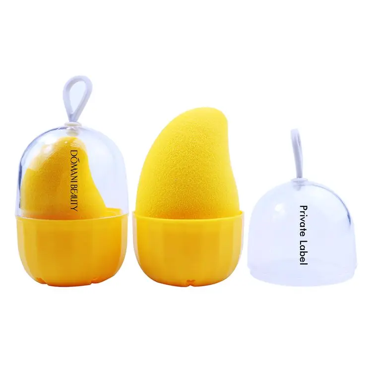 
LOW MOQ 50PCS Custom Logo Wholesale Factory Price Private Label Soft Puff Powder Foundation Blush Mango-shaped Makeup Sponge Cas 