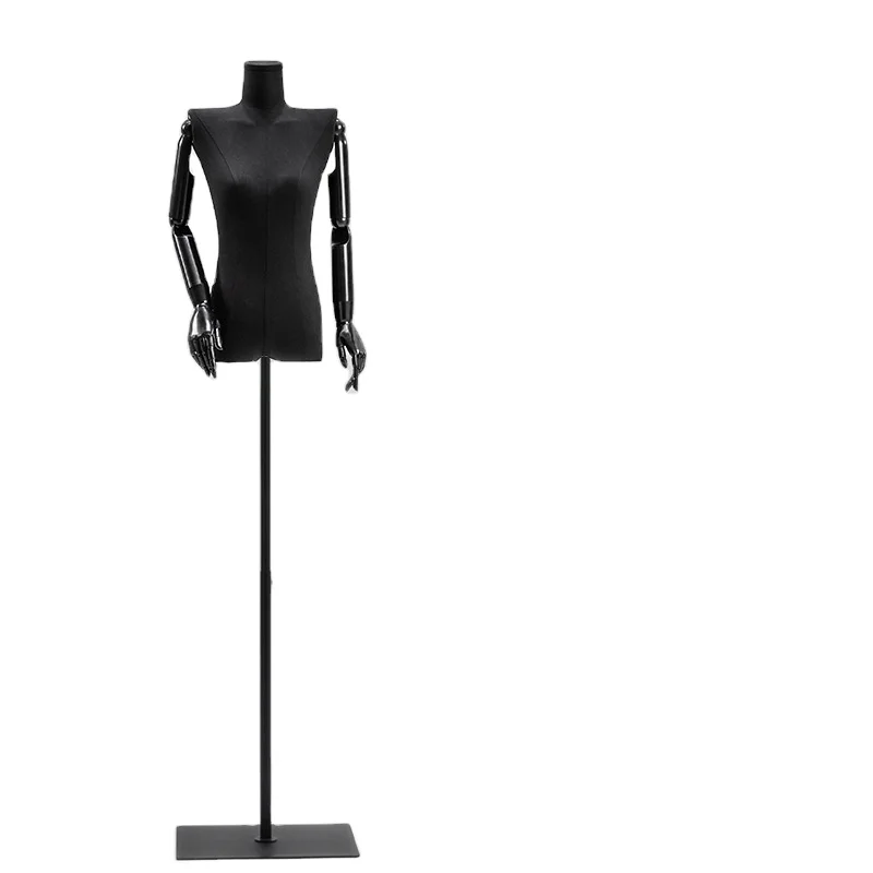 Black flat shoulder  mannequin female  half dummy table clothing store right shoulder window model display rack