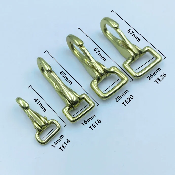 Factory price solid brass snap hook swivel snap hook clip carabiner for dog leash DIY Leather crafts