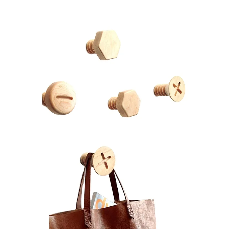 Easy Use Maple Vintage Wood Coat Hook Single Wall Hook