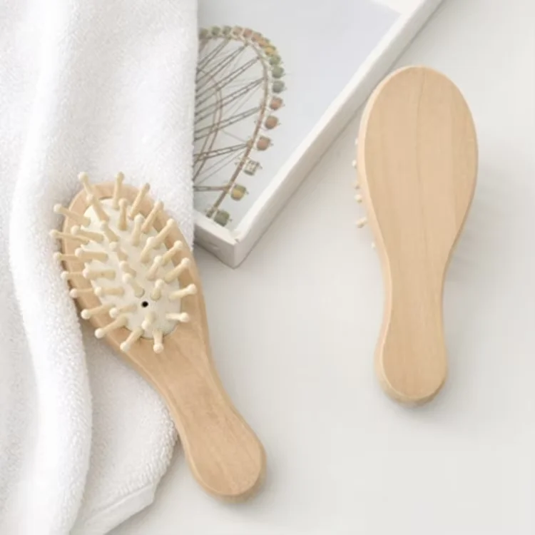 Natural Scalp Massage Hair Brush Wooden Comb Soft Bristle Hair Brush and Comb