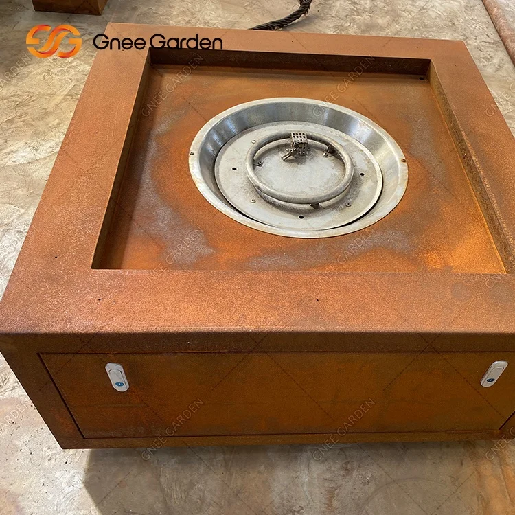 Outdoor Hot Sale Square Fire Pit Heater Table Gas Fireplace Fire Pit Barbecues Burner Propane Fire Pit