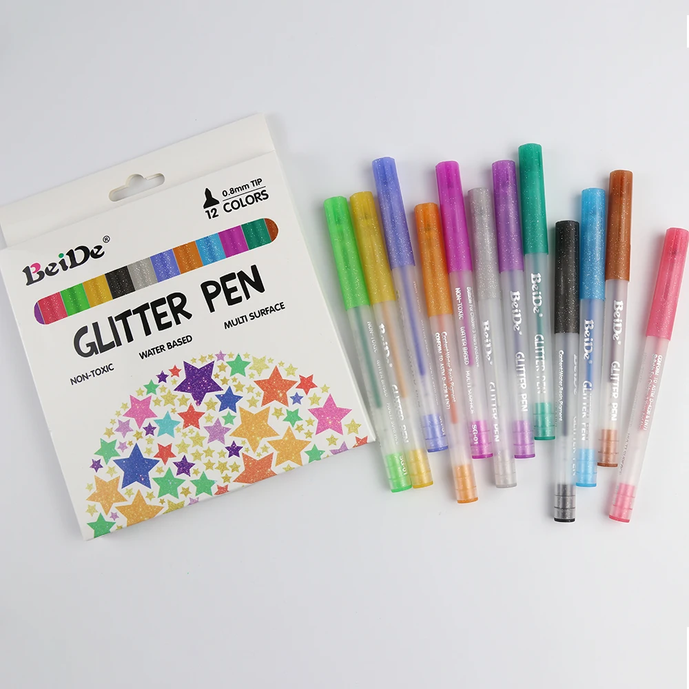 Neon Fine Tip Art Markers Set Glitter Gel Pens for Adult Coloring Book, Drawing, Doodling, Scrapbook, Journaling for Kids