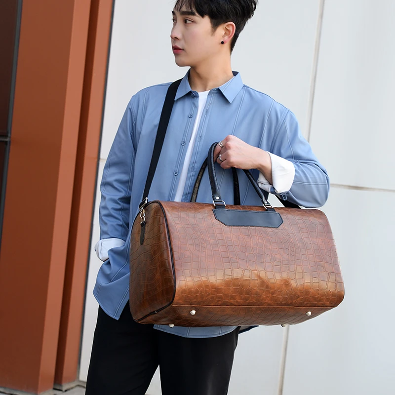 Экологичная мужская кожаная Водонепроницаемая Дорожная сумка из искусственной кожи