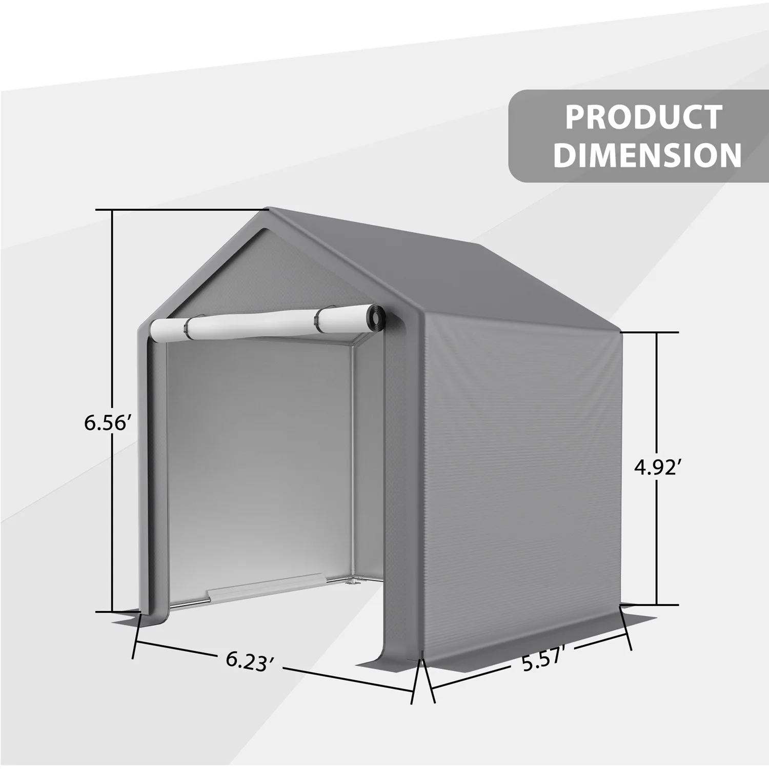 AJUNION 6.2x5.6ft Outdoor Storage Tent Metal Garden Bike Shed for Tools Firewood