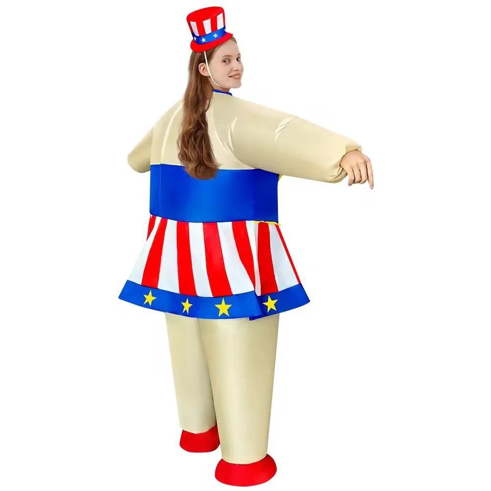 Wholesale Unisex Funny Inflatable Clown Costume Adult Circus Joker Suit for Parties Hand-Drawn Printing for Cosplay
