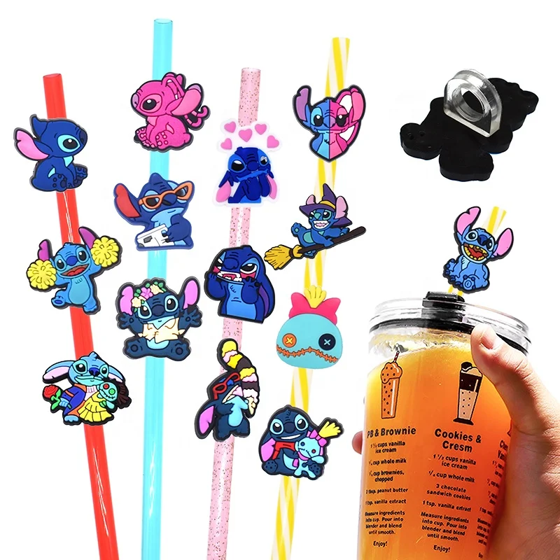 stitch straw topper cartoon lilo and stitch straw charms toppers bar accessories