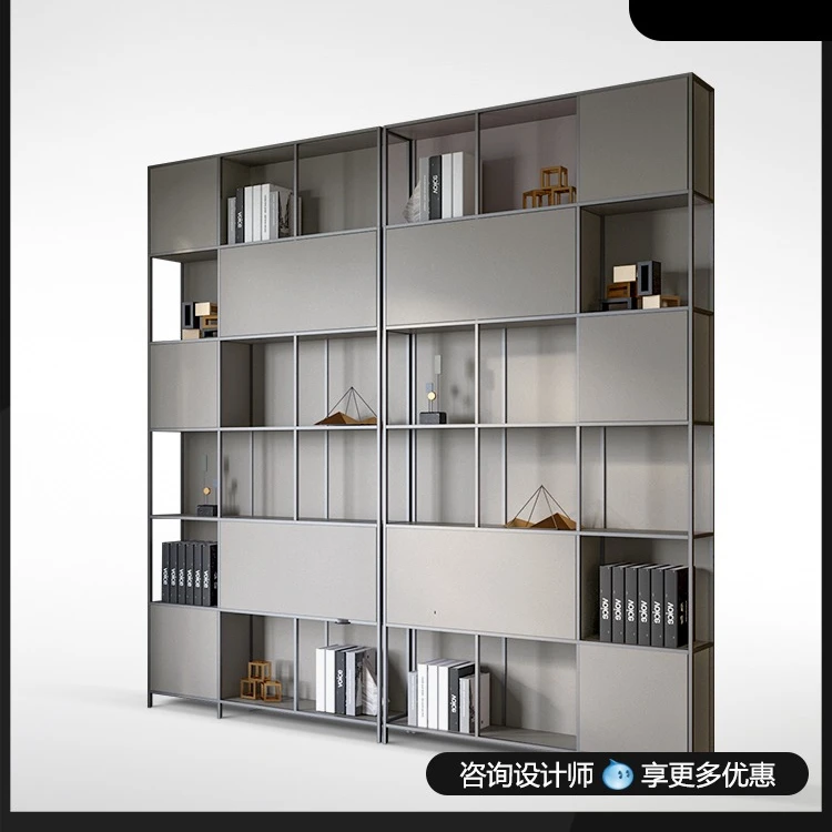 Damanta can customize the whole metal bookcase of the post-modern light luxury bookcase office