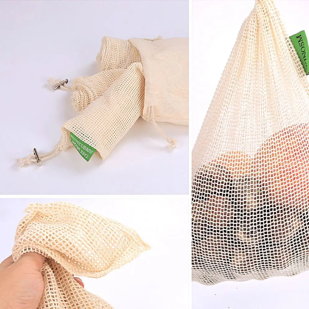 Cotton Mesh Breathable Marketing Shopping Bags Drawstring Reusable Produce Bags Wash Bags,neutral Bag,100%organic Cotton Ecobags