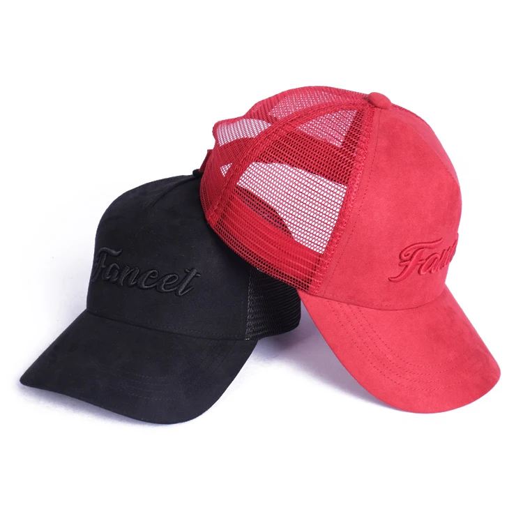 Custom Logo Mesh 5 Panel Polyester Embroidery Leather Patch Suede Trucker Hats Caps for Mens Womens