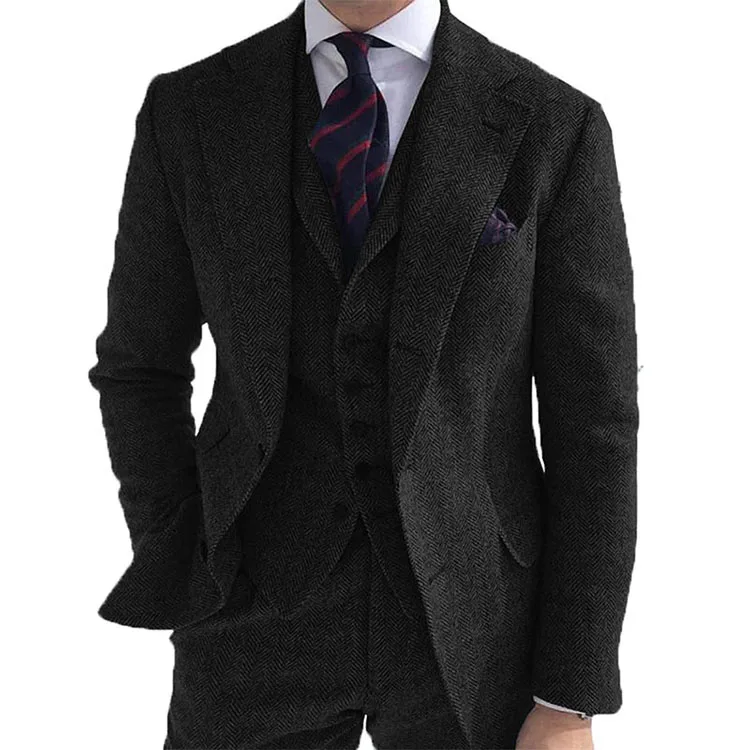Navy Business suit for men 2022 Groom Wedding Tuxedos Groom Classic Peaked Lapel 2 Pcs  Business Party Suits