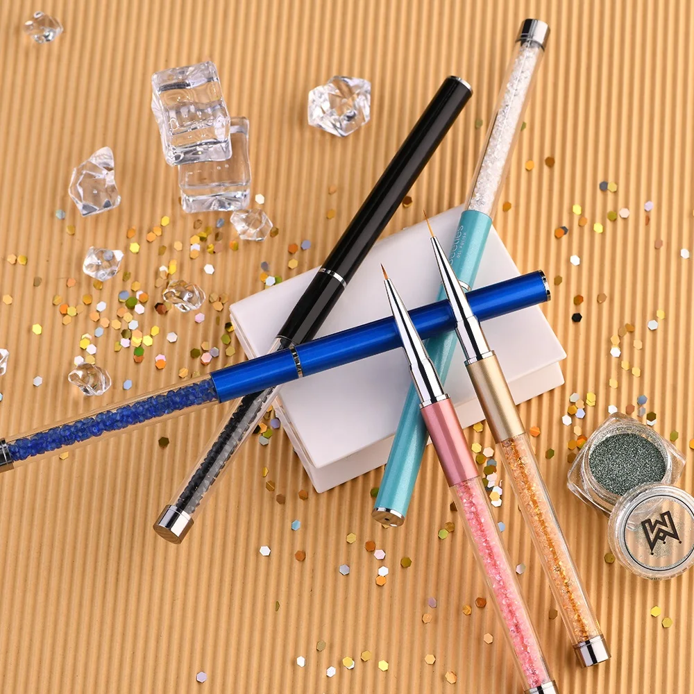 2022 Customized Hair Length 7/9/11/20/25mm 3D Brush Nail Art Liner Brush Dual Ended Long Liner Brushes UV Gel Painting Acrylic