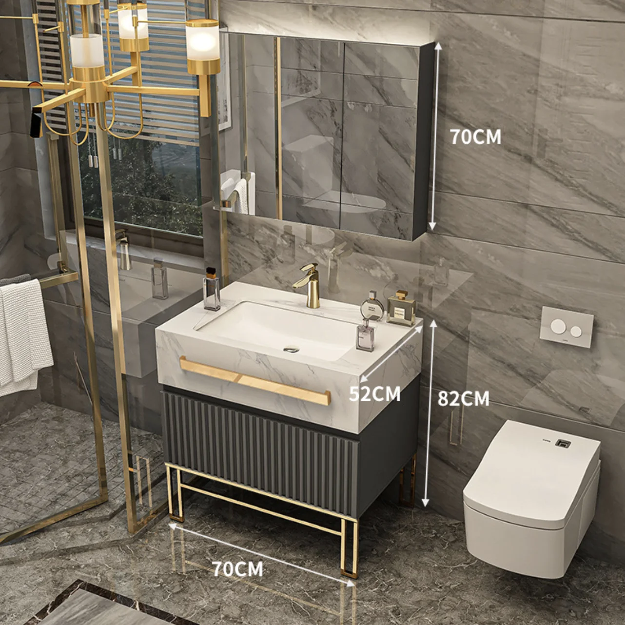 Modern Design Vintage Natural Marble Bathroom Vanity with Sink Wash Basin Cabinets for Villas