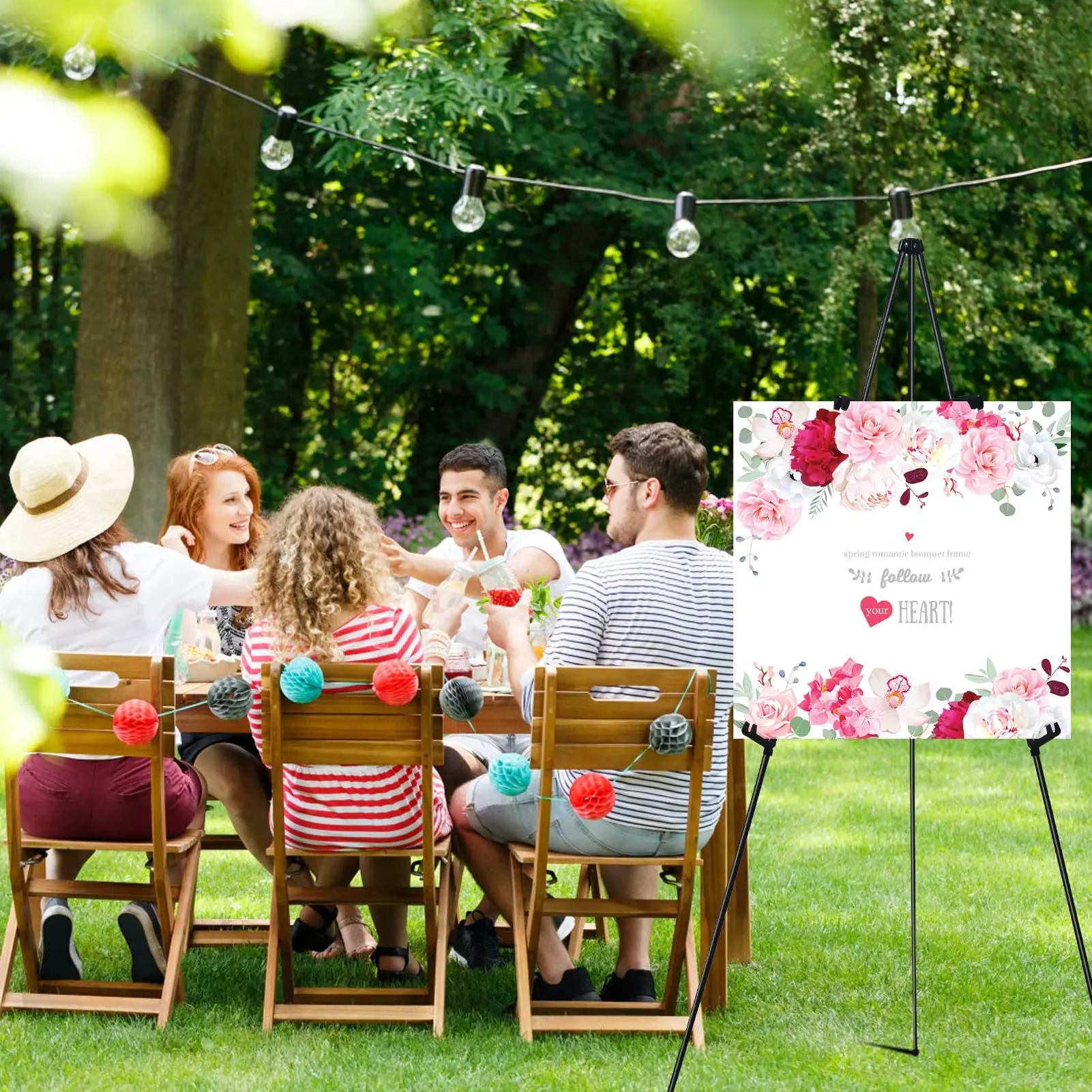 Easel Stand for Display  Instant Easel, Foldable Portable Ground Easel for Wedding Banner and Poster Display Stand