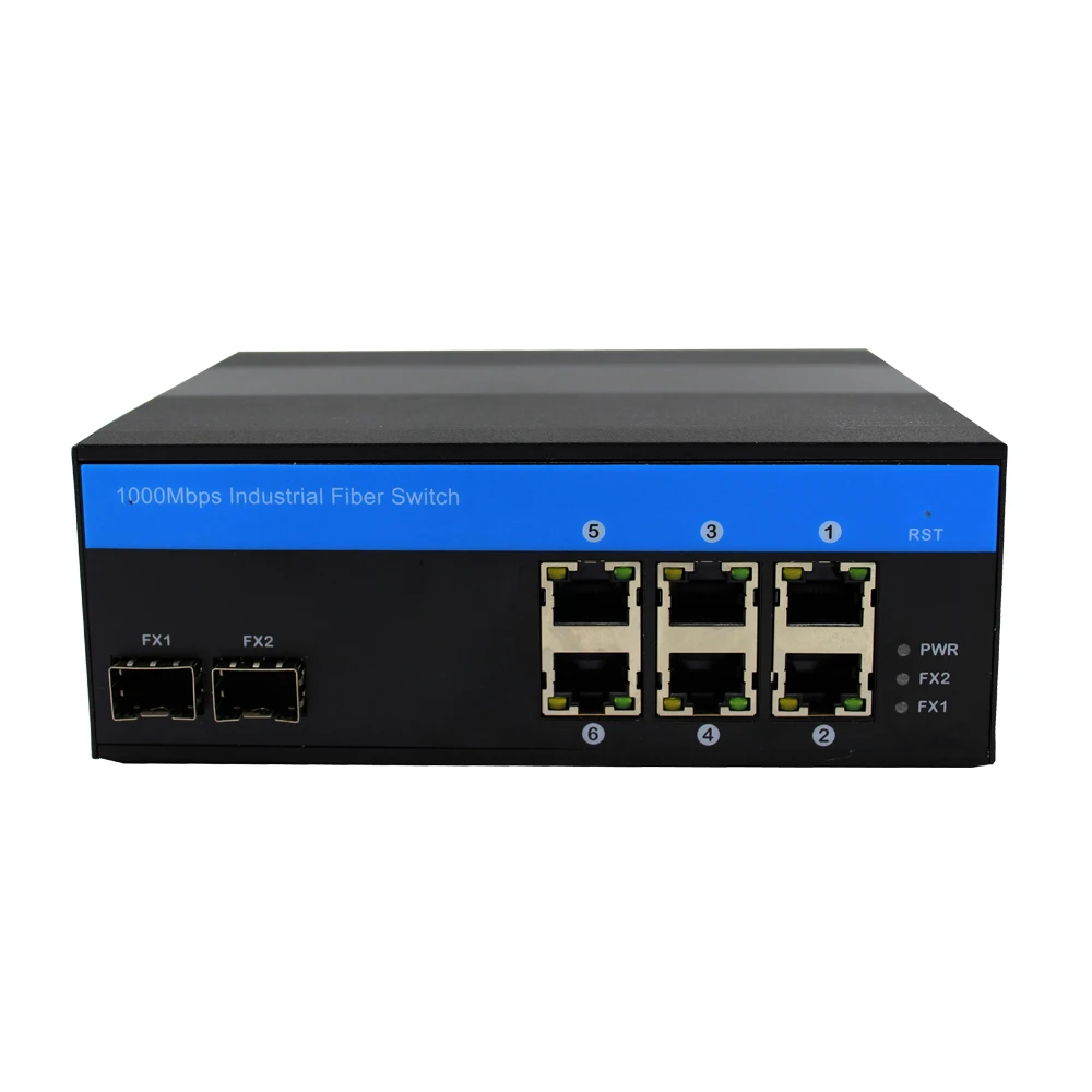 2 *1000M SFP port +6 *10/100/1000M UTP port Gigabit Managed Industrial Grade Switch with DIN Rail Type