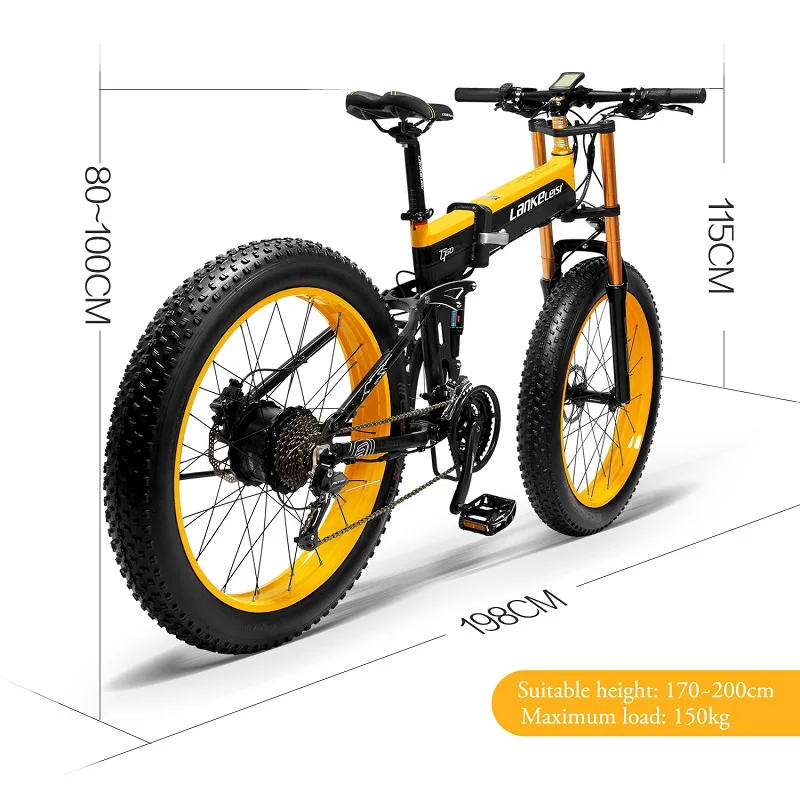 26 inch fat tires Snow bike 27 speed Mountain EBike Road Electric Bicycle 48V 13AH 26*4.0 fat tire snow bike
