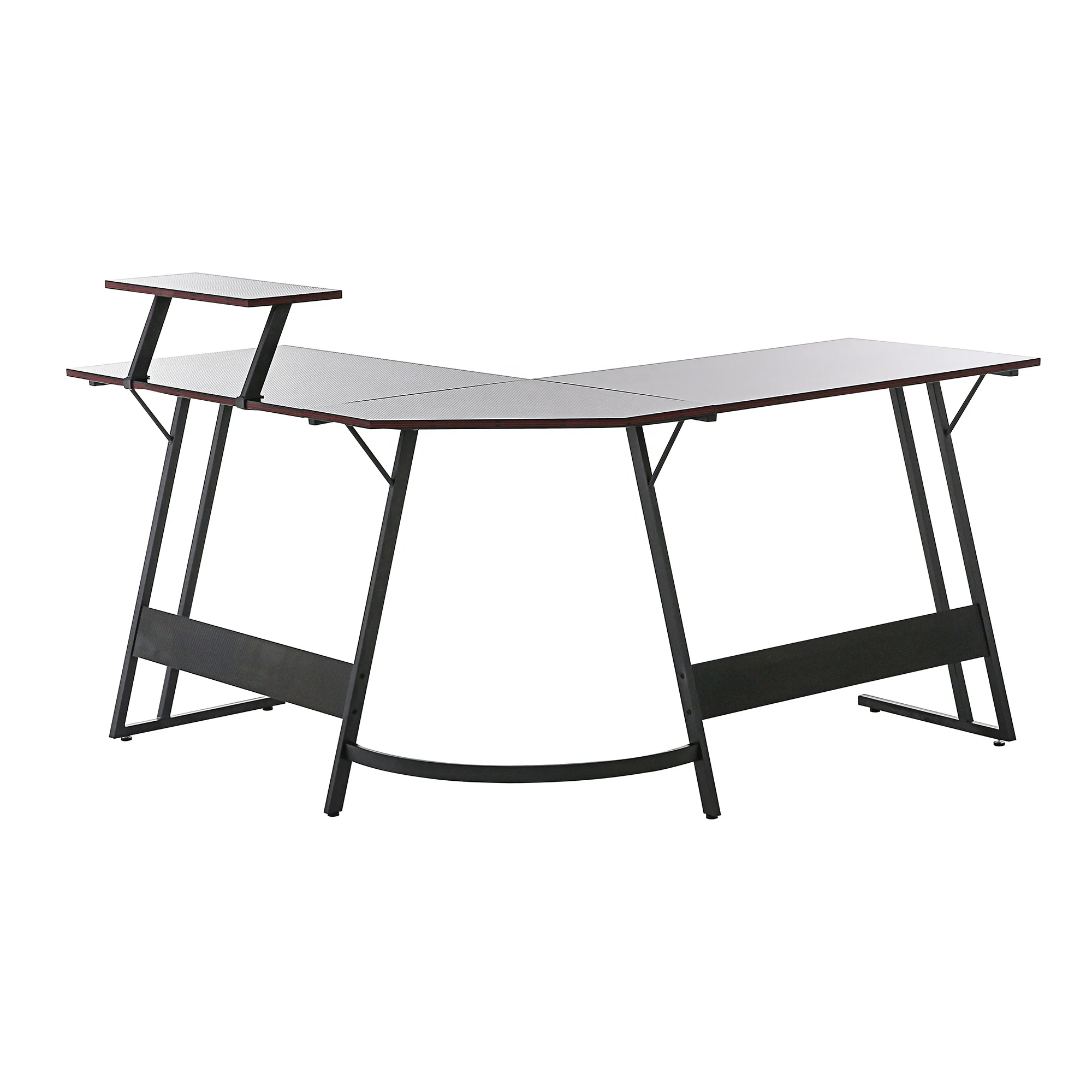 L Shaped Computer Corner gaming table pc Desk with Monitor Shelf