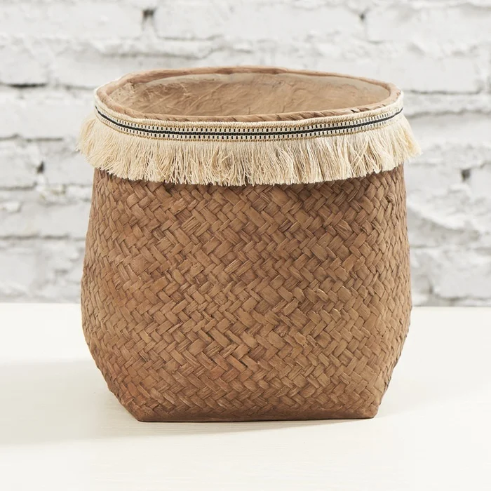 MGO Magnesium Oxide Polystone Polyresin Resin Woven Texture Flower Pot Planer Basket Indoor Outdoor Use