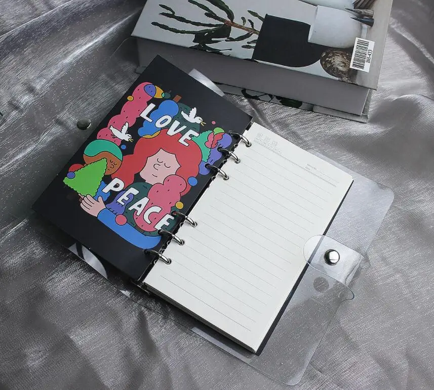 Transparent 6-Ring Binder Covers Clear PVC Notebook Loose Leaf Binder Round Ring Protector