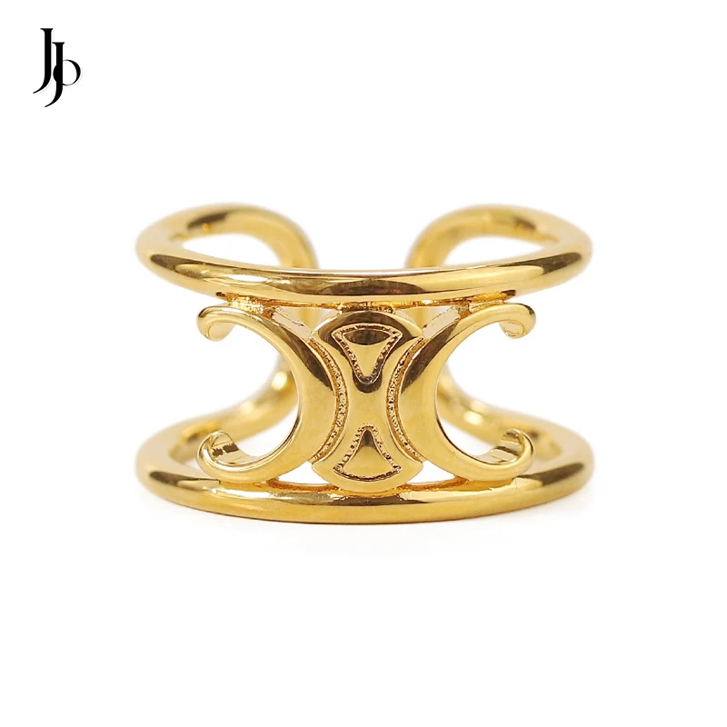 JOJO Fashion 2023 dainty gold rings for women 18k real gold Arc de Triomphe design luxury brand ring