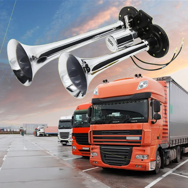 TZ-301 24V Factory price Super Loud Dual Trumpet Silver Electric Truck Air Horn