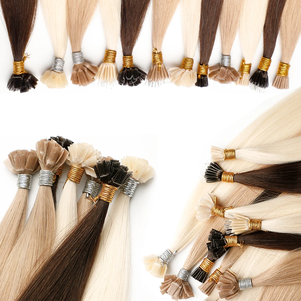 613 Blonde 100% Remy Extension Human Double Flat Straight Nail I Tip Raw Virgin U-tip Hair Extensions 1b