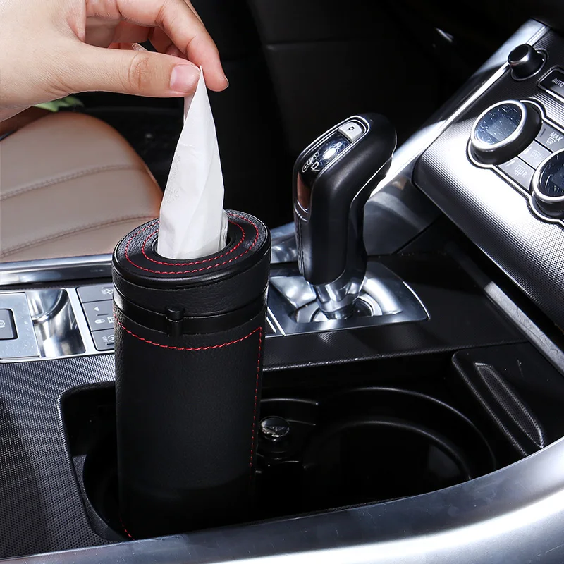 Portable Car Tissue Box PU Leather Universal Armrest Car Paper Towel Box