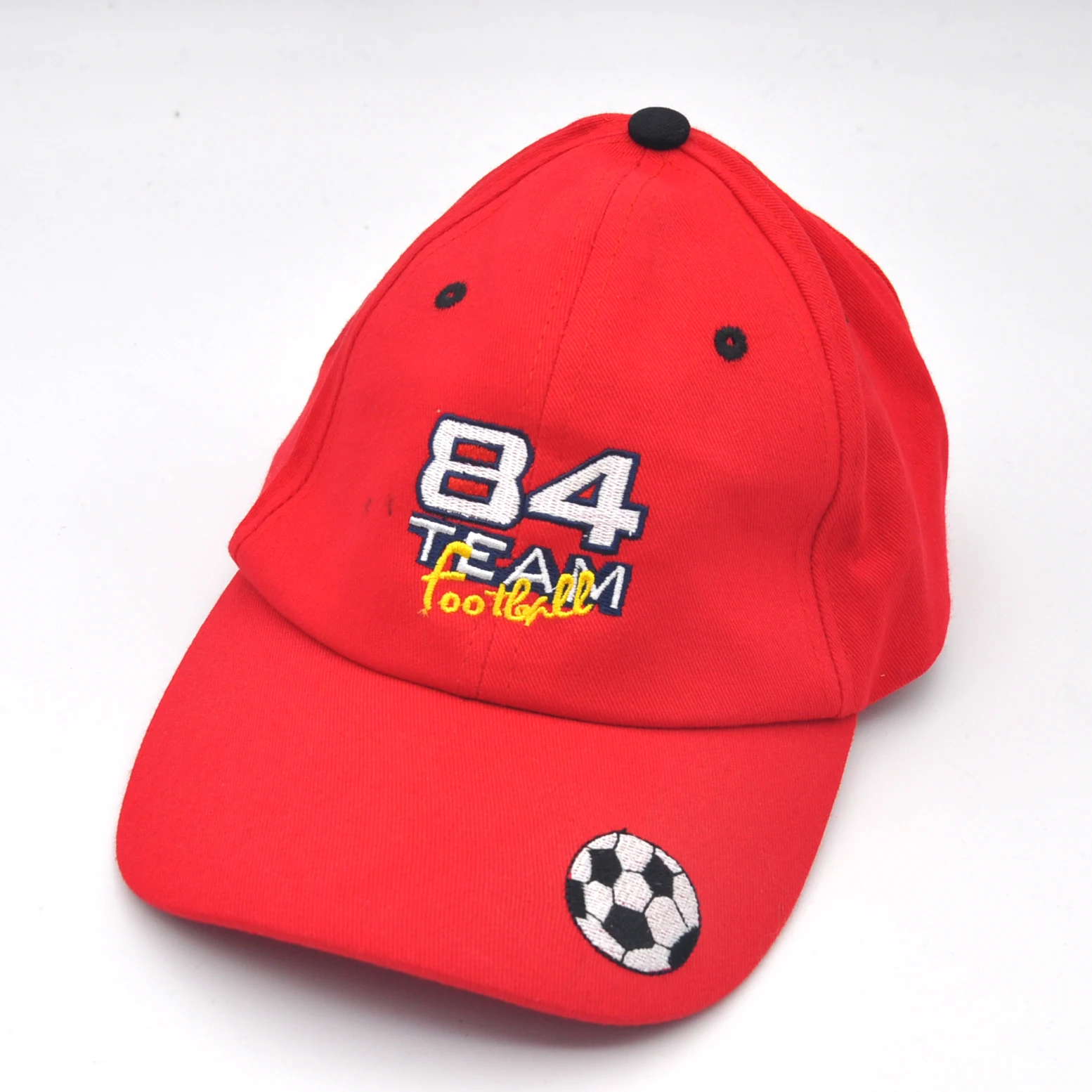 Custom Trendy 100% Cotton Embroidery Kids Sun Sport Cap Red Hats Baseball Caps