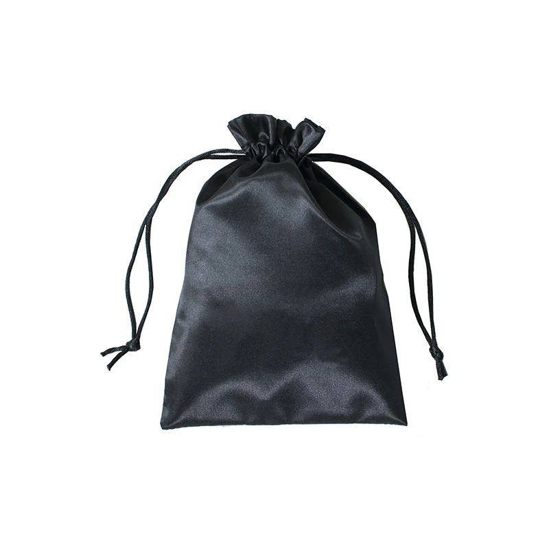 Custom Luxury Black Thick Silk Satin Travel carry bag Satin Small Drawstring Bag drawstring bags for sleep mask