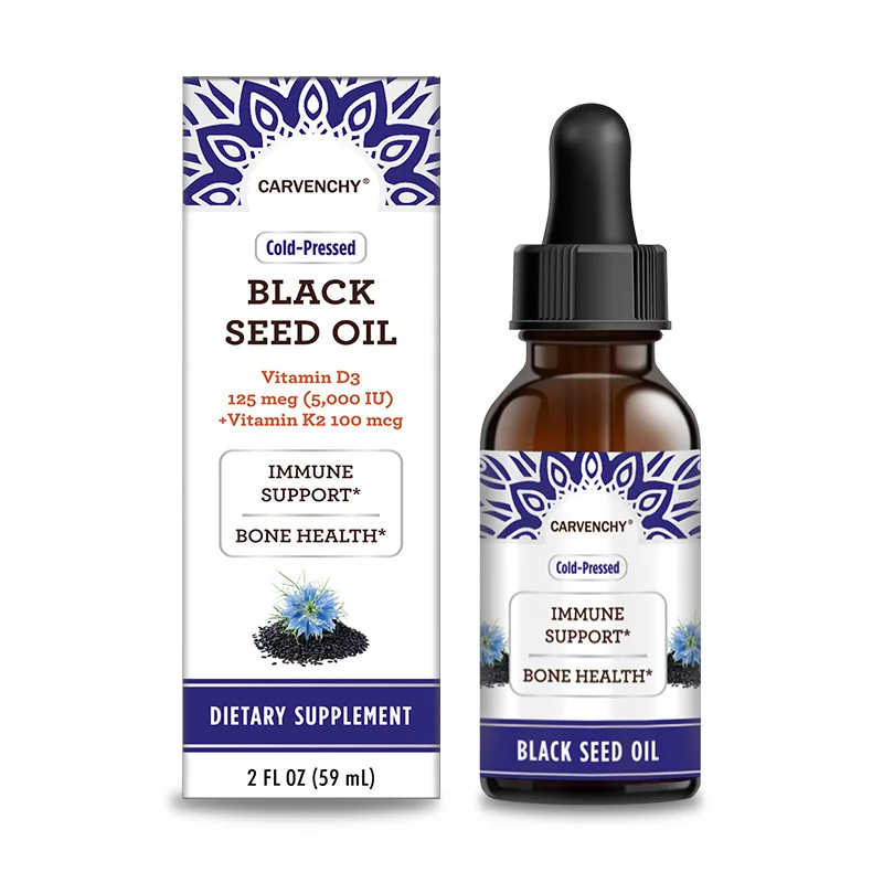 Vitamin D3 K2 BLACK SEED OIL Hair Growth Serum Organic Cold Pressed Natural Black Cumin Seed Oil