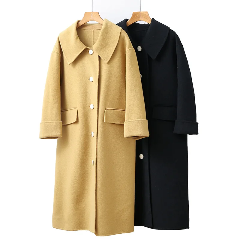 
In stock New style loose women double-sided cashmere coat woolen coat women jackets and coats 2020 