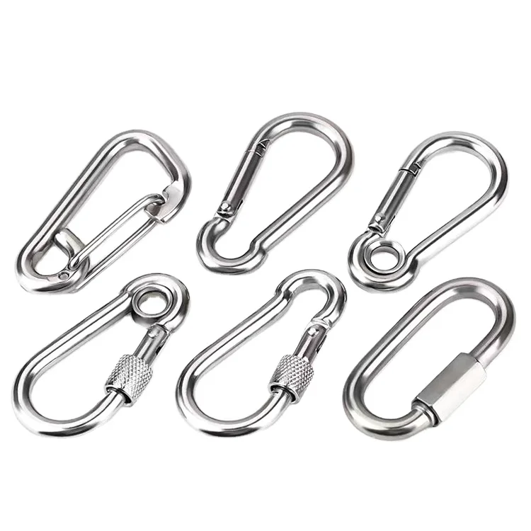 Rigging hardware 304 stainless steel spring snap safety hook climbing carabiner keychain hook