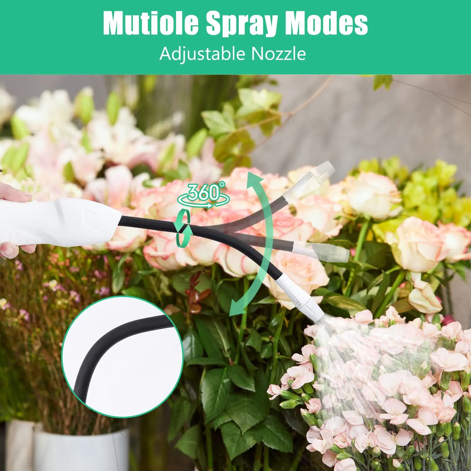 Electric Spray Bottle 0.5 Gallon with Flexible Wand, Watering Spray Wand Rechargeable Portable Garden Sprayer