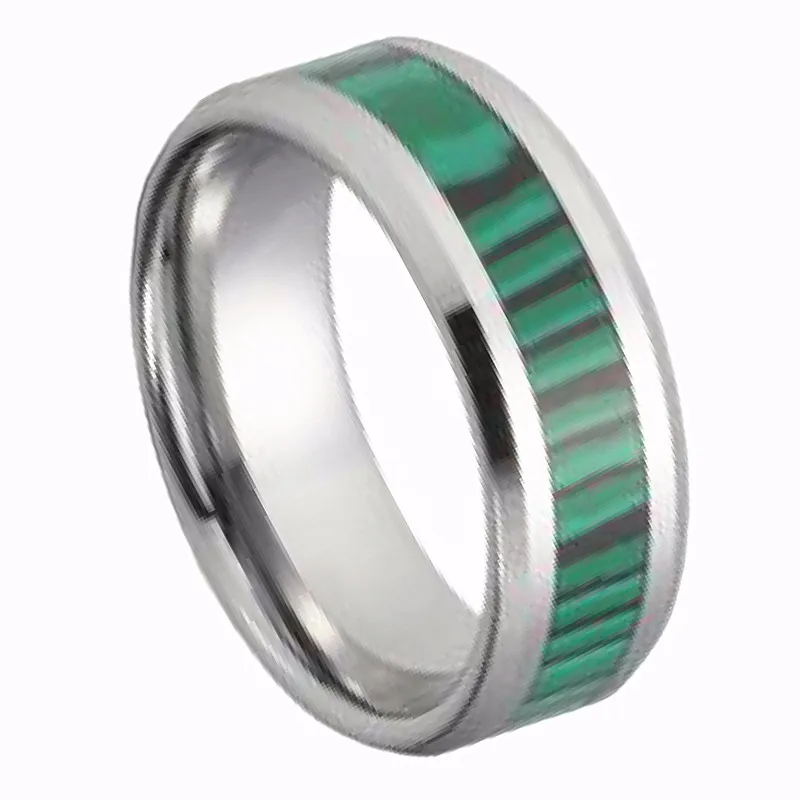 SZ Cheng jewelers green stone jewelry malachite inlaid tungsten ring for men