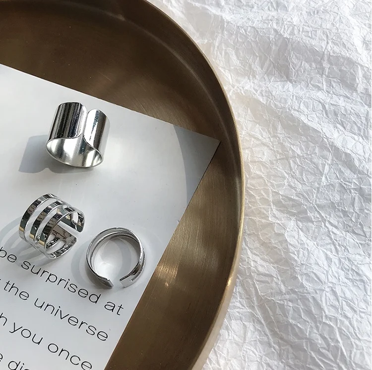 3pcs/set simple minimalist korean ring adjustable open women female ring set