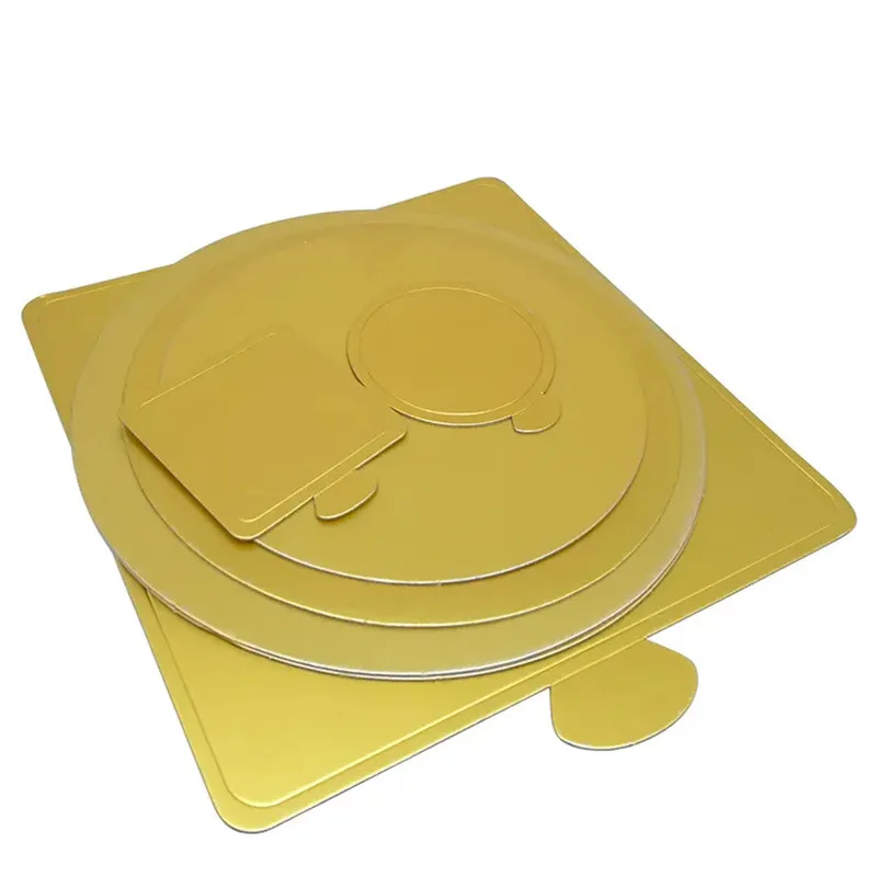 Wholesale Custom Mini Round Square Triangle Rectangle Cake Base Board Gold With Tab