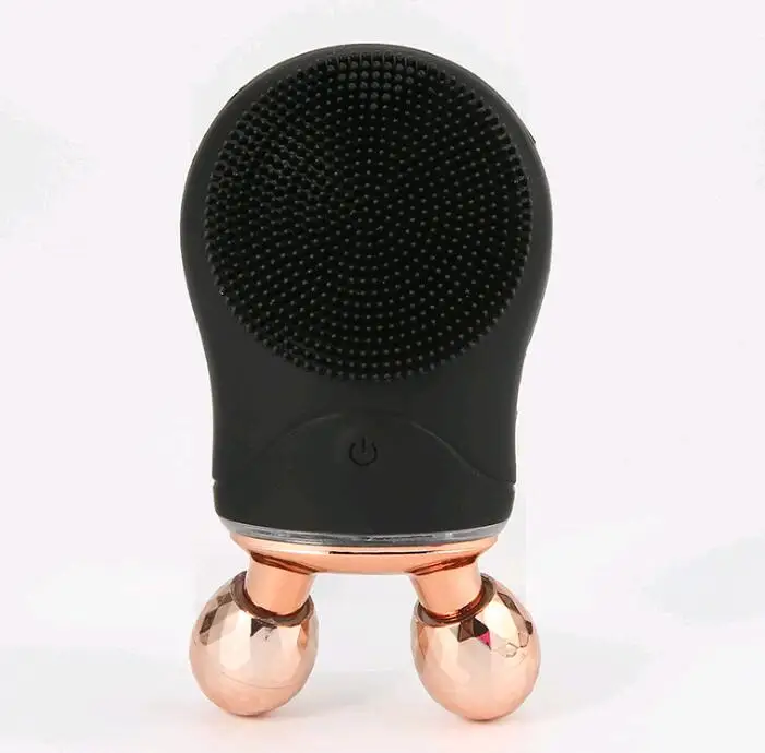 
Cleansing Instrument Facial Cleanser Waterproof with Face Roller Massage Silicone Sonic Face Brush 
