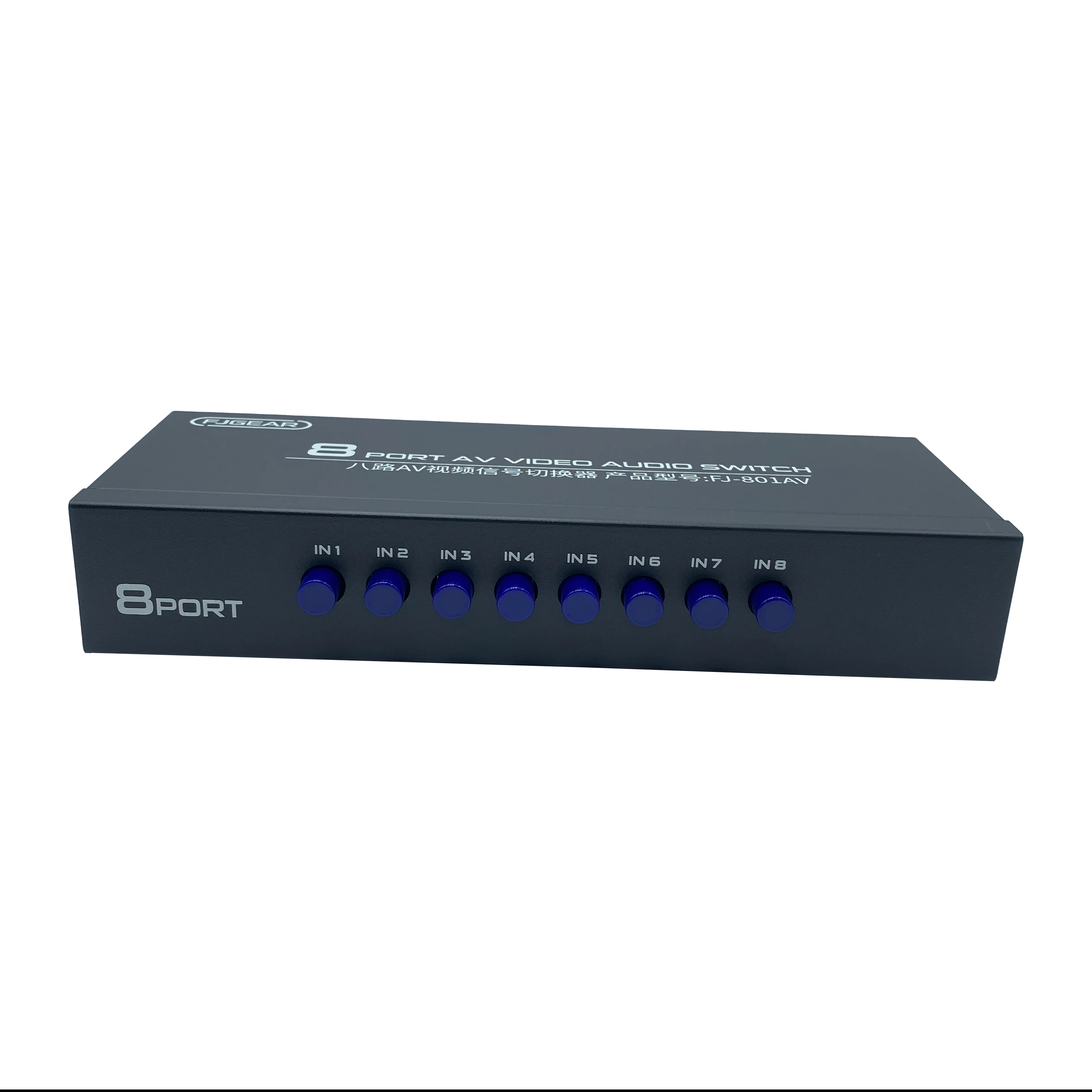 FJ-801AV FJGEAR Bandwidth 250MHz 8 Port 8 in 1 out video audio switch with metal shell manual AV Audio Video Switch